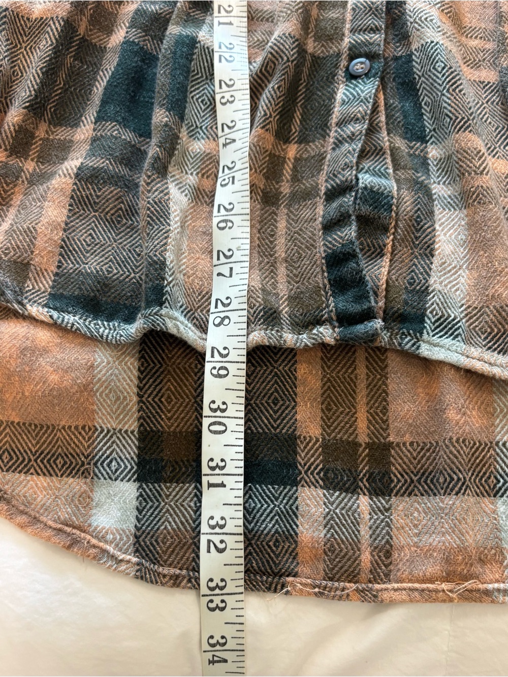 Free People Sz S Easy Street Cotton Oversized Brown Plaid Flannel Shirt Top - Picture 9 of 11